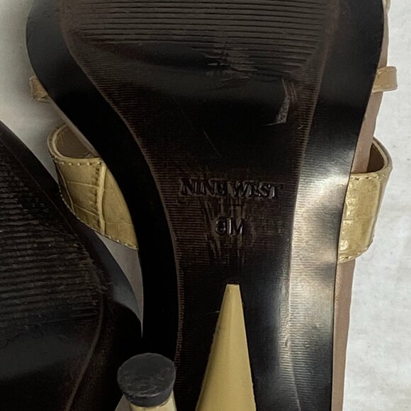 Nine West Karna Beige Strappy Reptile Leather Spike Heel Ankle Sandals 8 - Picture 12 of 14